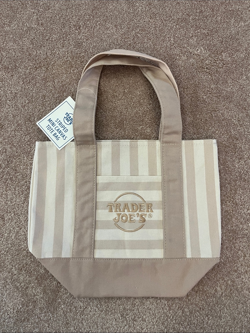 Trader Joe's Beige Stripe Canvas Tote